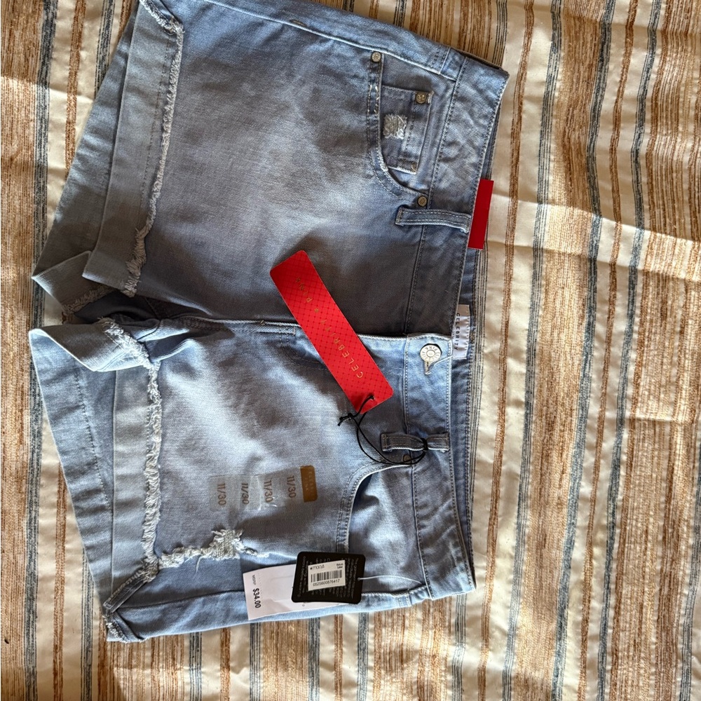 Celebrity Pink Light Blue Denim Shorts